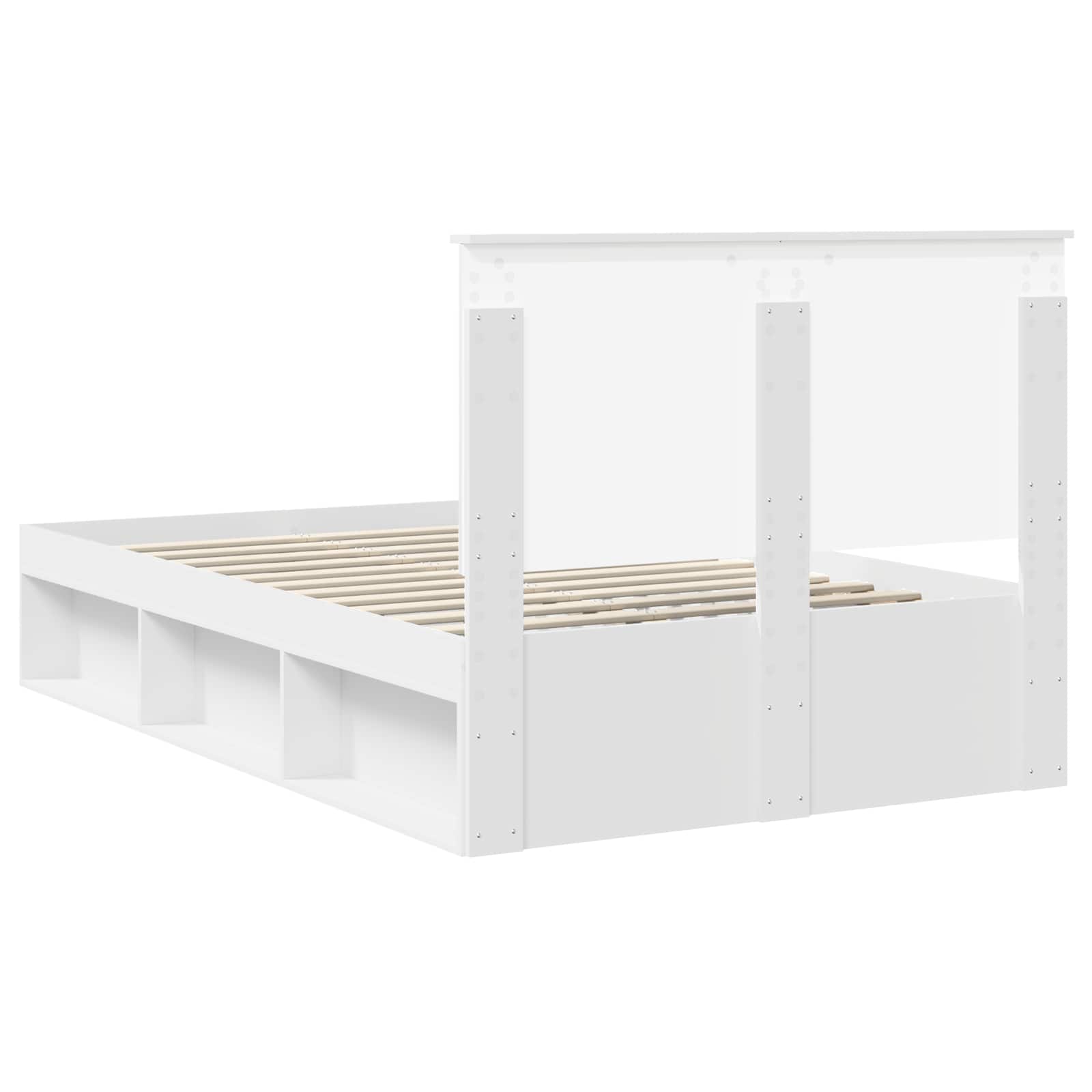 Bed Frame with Headboard White 135 x 190 cm Solid Pine Wood
