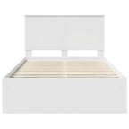 Bed Frame with Headboard White 135 x 190 cm Solid Pine Wood