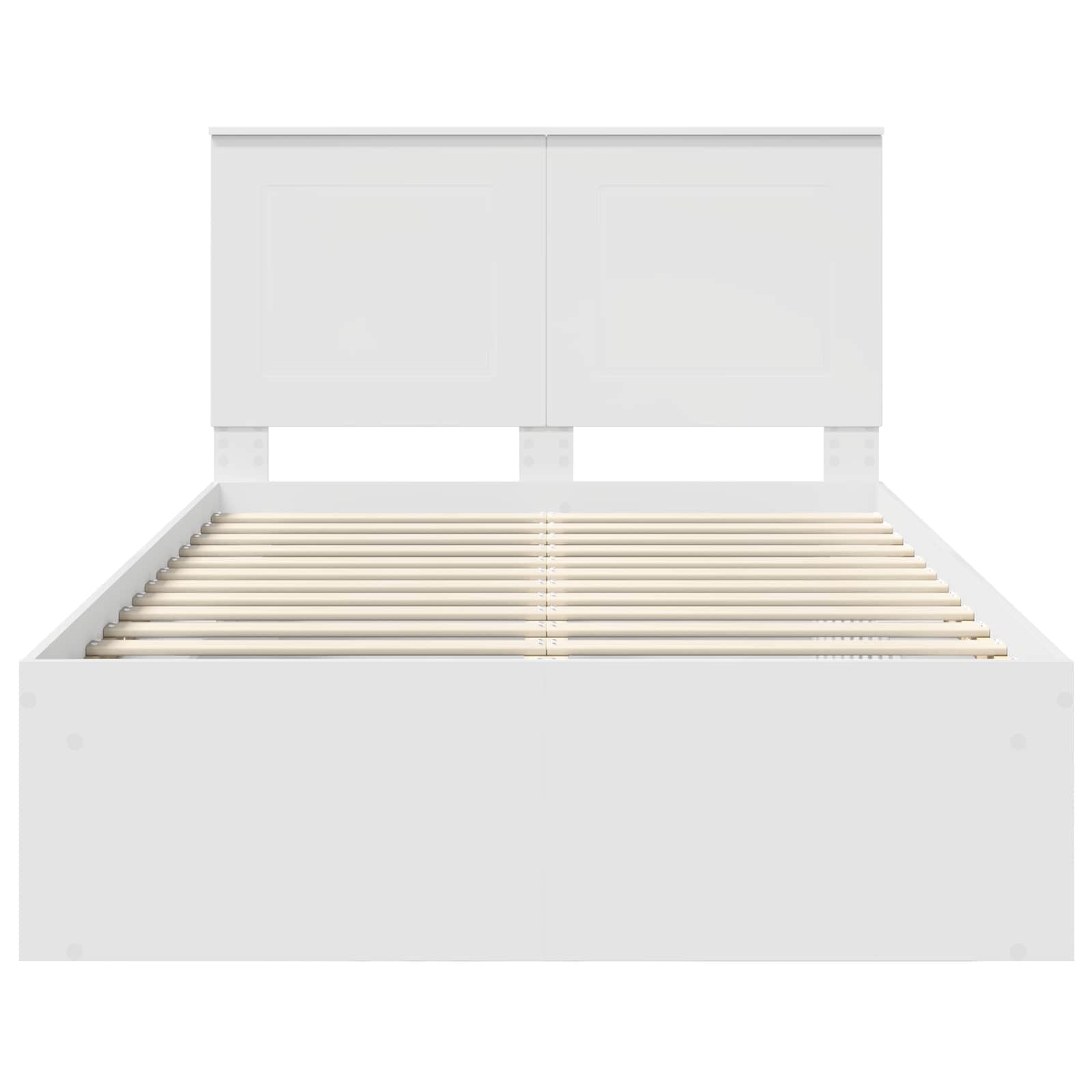 Bed Frame with Headboard White 135 x 190 cm Solid Pine Wood