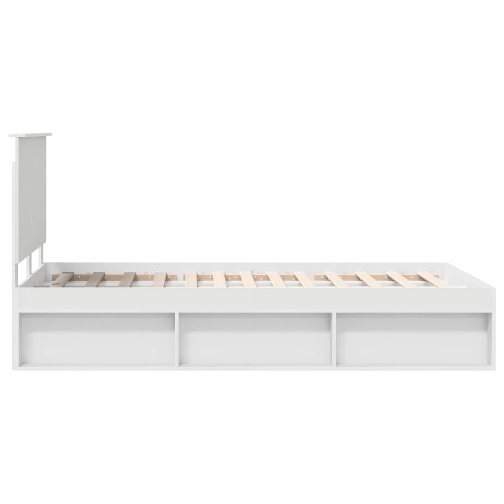 Bed Frame with Headboard White 135 x 190 cm Solid Pine Wood