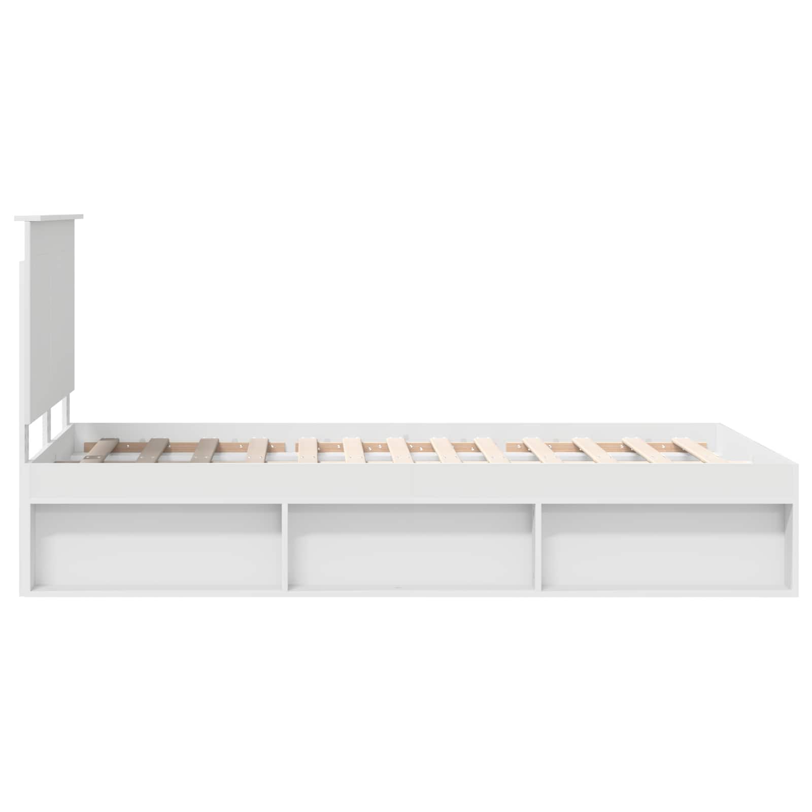 Bed Frame with Headboard White 135 x 190 cm Solid Pine Wood