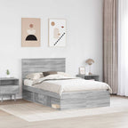 Bed Frame with Drawer Grey Sonoma 120 x 190 cm Solid Pine Wood
