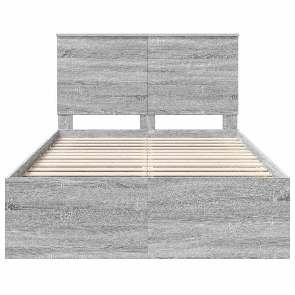 Bed Frame with Drawer Grey Sonoma 120 x 190 cm Solid Pine Wood