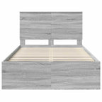 Bed Frame with Drawer Grey Sonoma 120 x 190 cm Solid Pine Wood