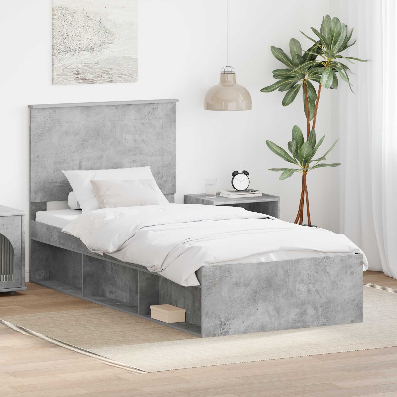 Bed Frame Concerte Grey 100 x 200 cm Solid Pine Wood