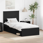 Bed Frame with Headboard Black 90 x 190 cm Solid Pine Wood