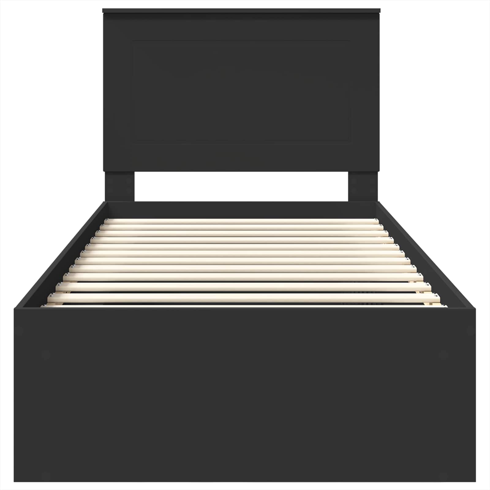 Bed Frame with Headboard Black 90 x 190 cm Solid Pine Wood