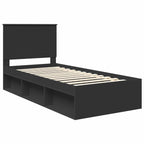 Bed Frame with Headboard Black 90 x 200 cm Solid Pine Wood