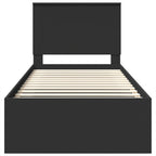 Bed Frame with Headboard Black 90 x 200 cm Solid Pine Wood