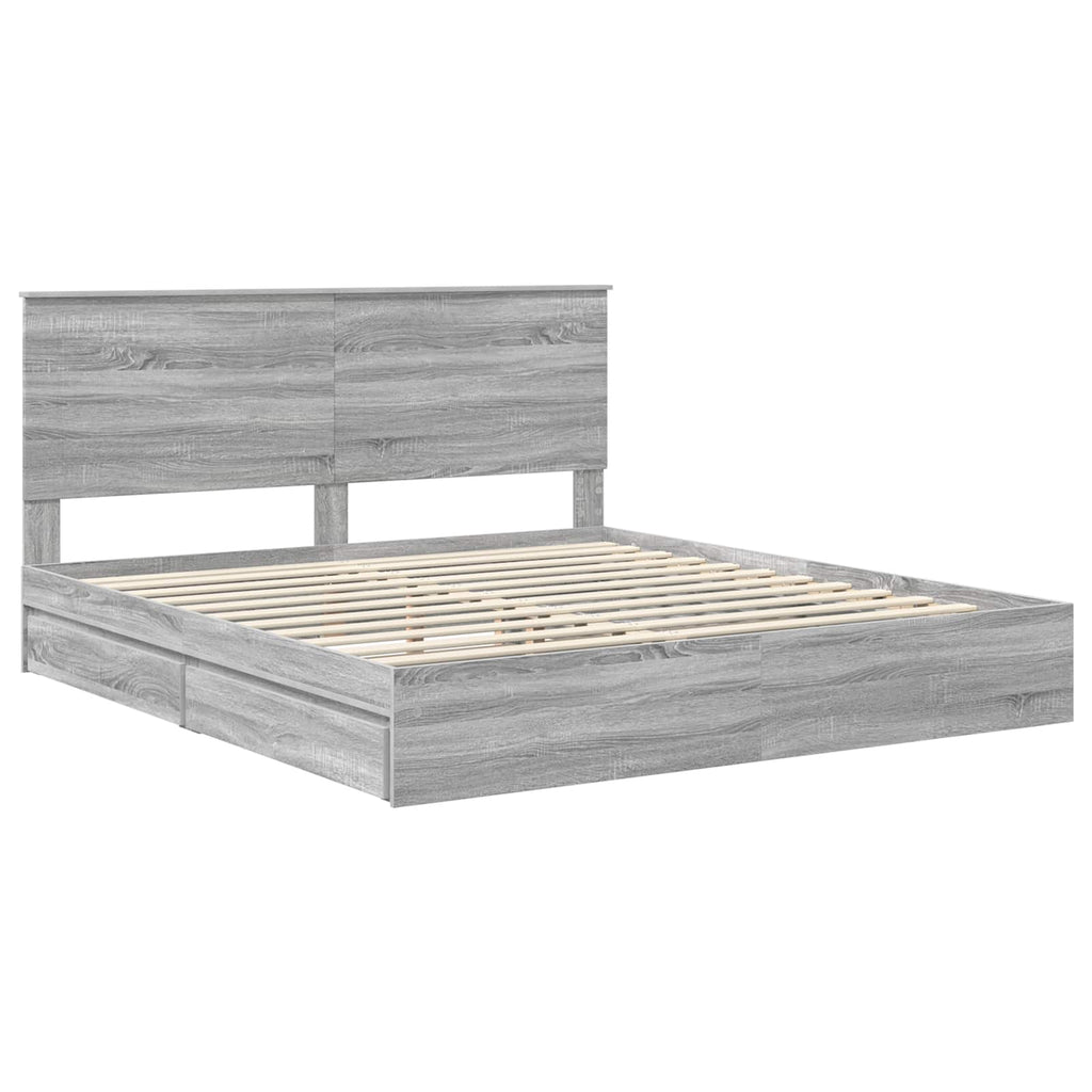 Storage Bed Grey Sonoma 180 x 200 cm Engineered Wood