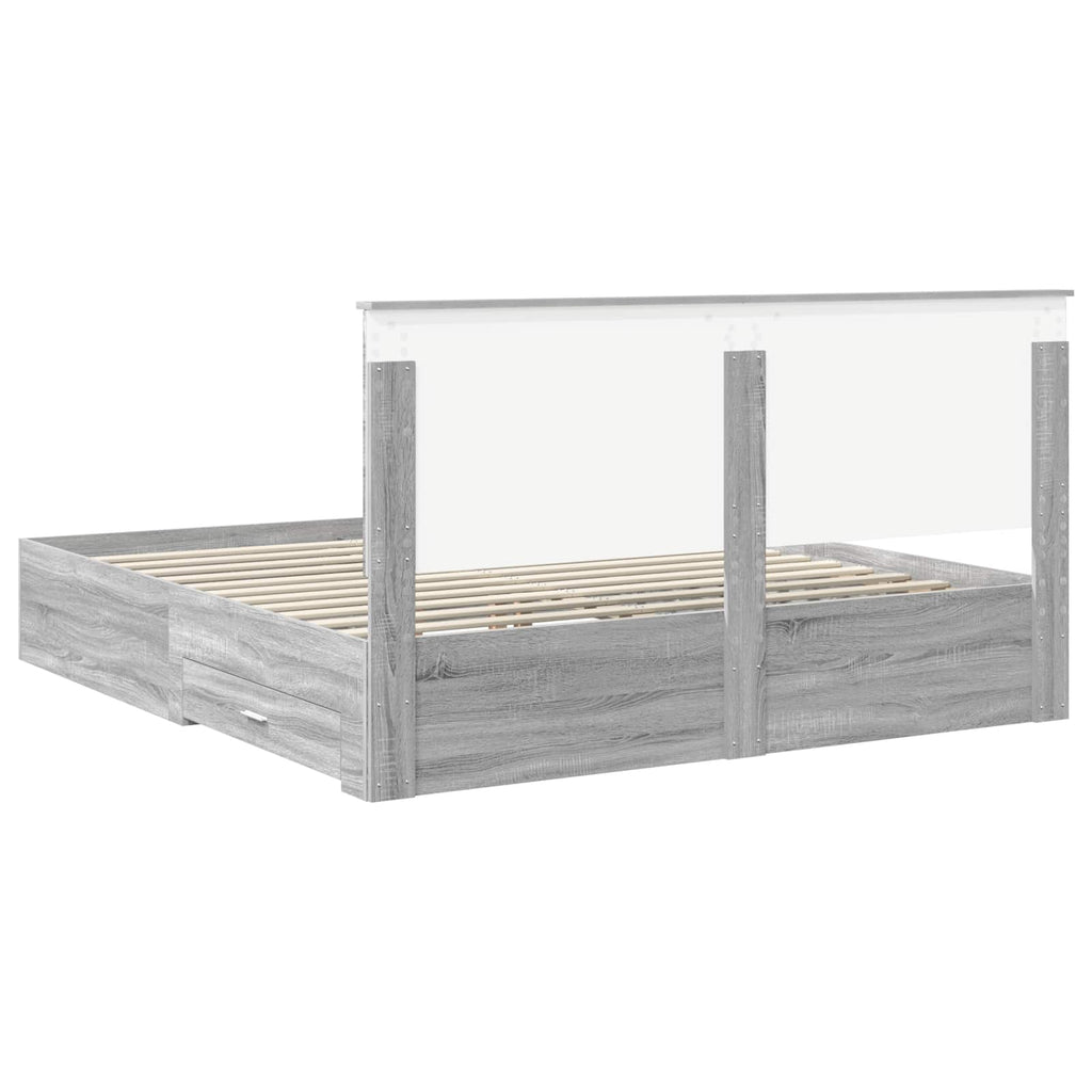 Storage Bed Grey Sonoma 180 x 200 cm Engineered Wood