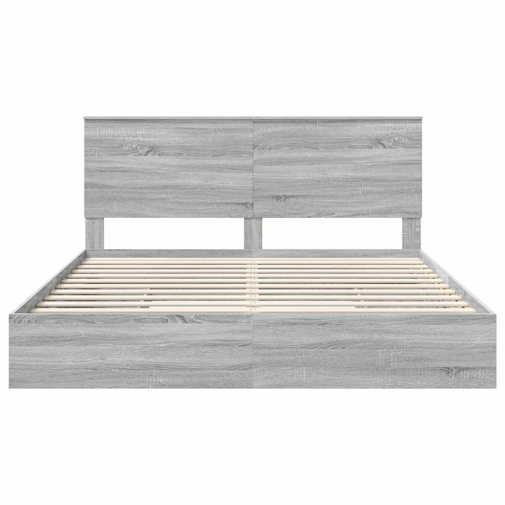 Storage Bed Grey Sonoma 180 x 200 cm Engineered Wood