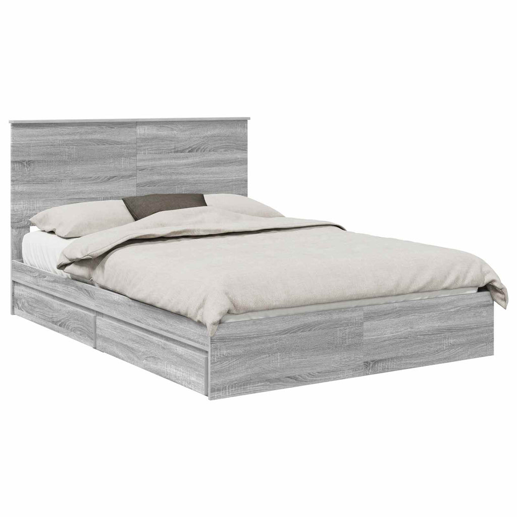 Storage Bed Grey Sonoma 150 x 200 cm Engineered Wood