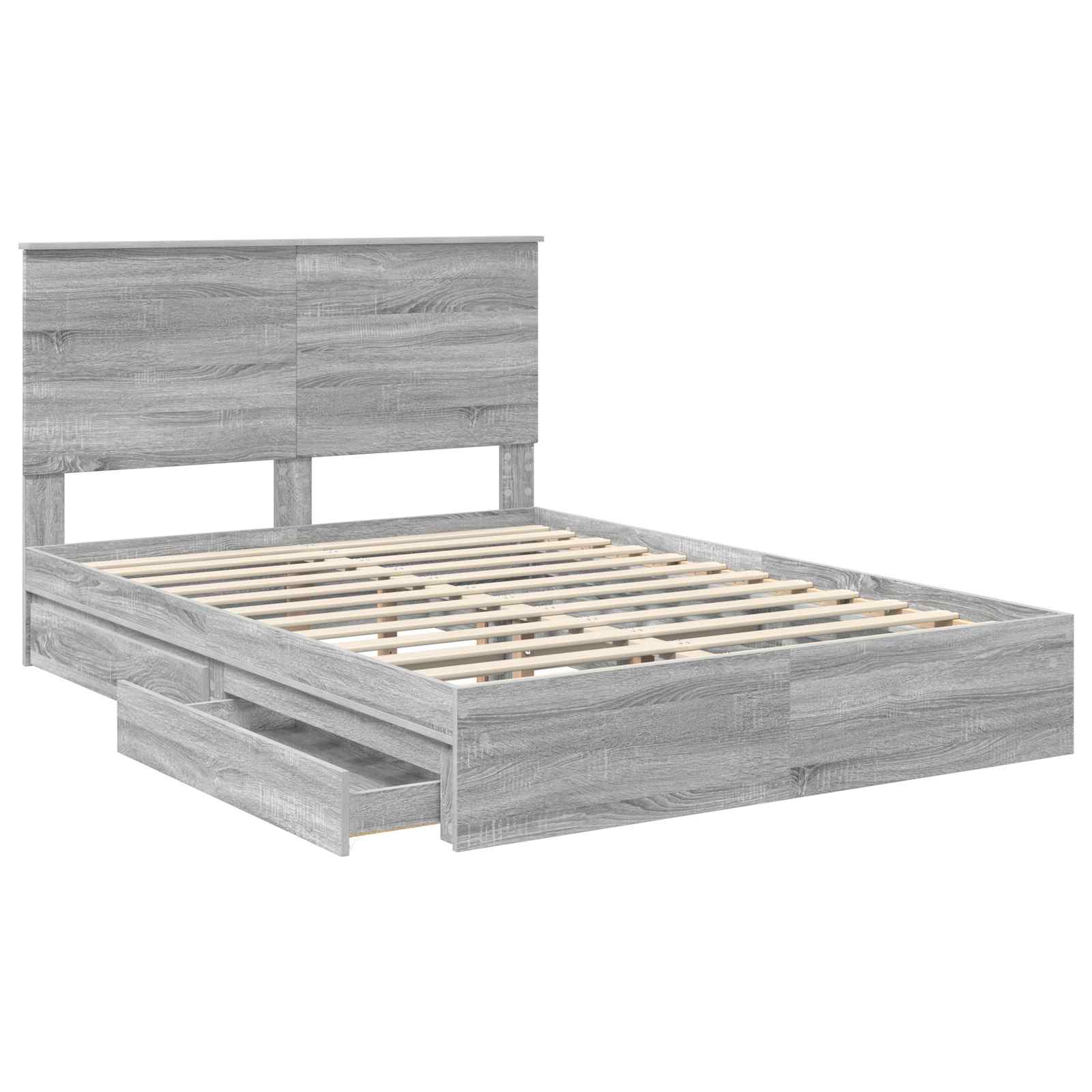Storage Bed Grey Sonoma 150 x 200 cm Engineered Wood
