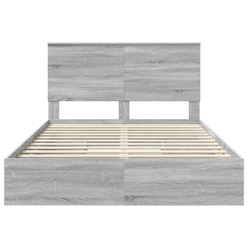 Storage Bed Grey Sonoma 150 x 200 cm Engineered Wood