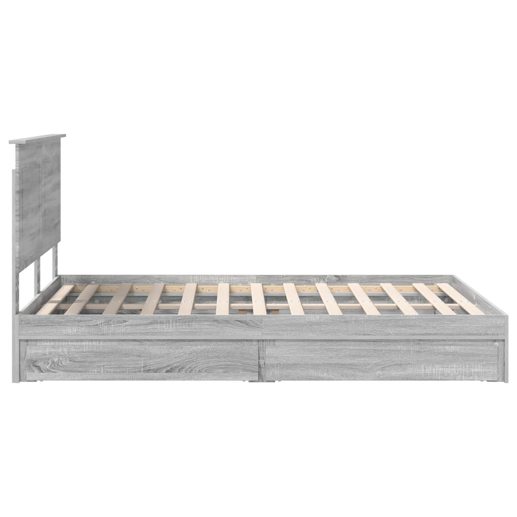 Storage Bed Grey Sonoma 150 x 200 cm Engineered Wood