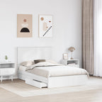 Storage Bed with Headboard White 135 x 190 cm Engineered Wood