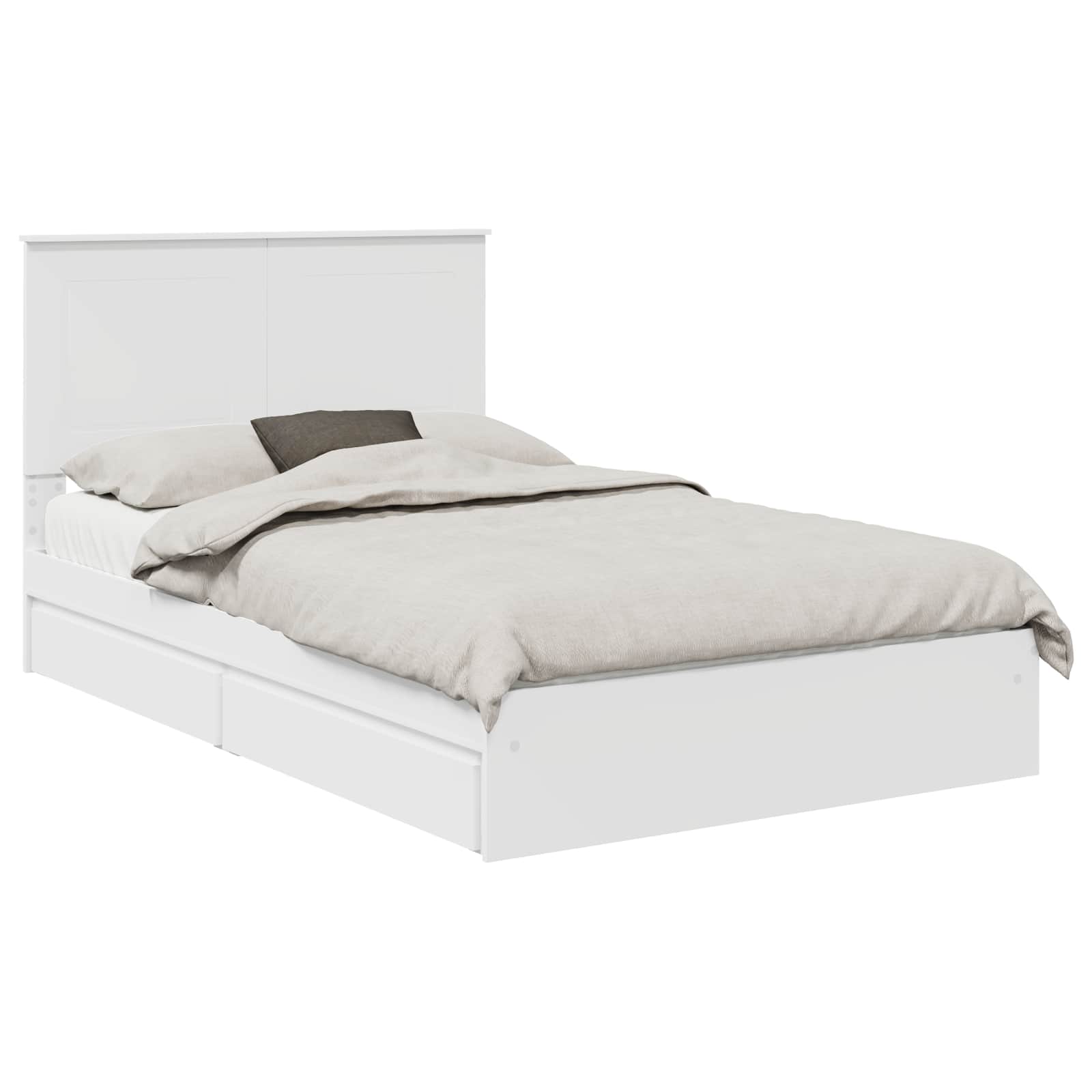 Storage Bed with Headboard White 135 x 190 cm Engineered Wood