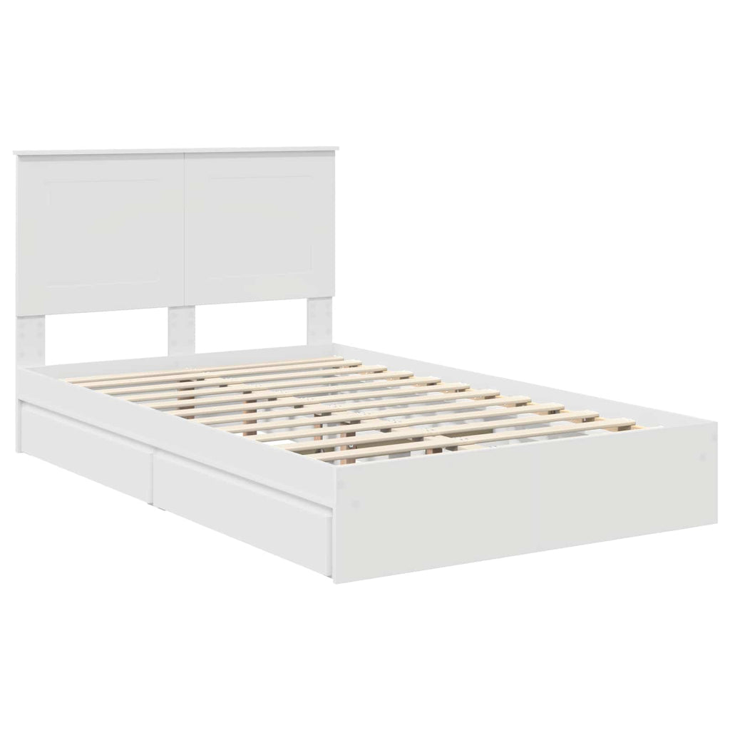 Storage Bed with Headboard White 135 x 190 cm Engineered Wood