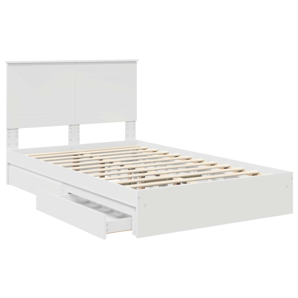 Storage Bed with Headboard White 135 x 190 cm Engineered Wood