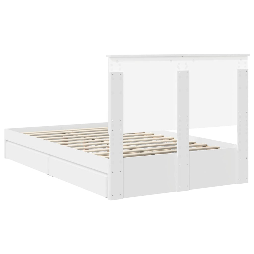 Storage Bed with Headboard White 135 x 190 cm Engineered Wood