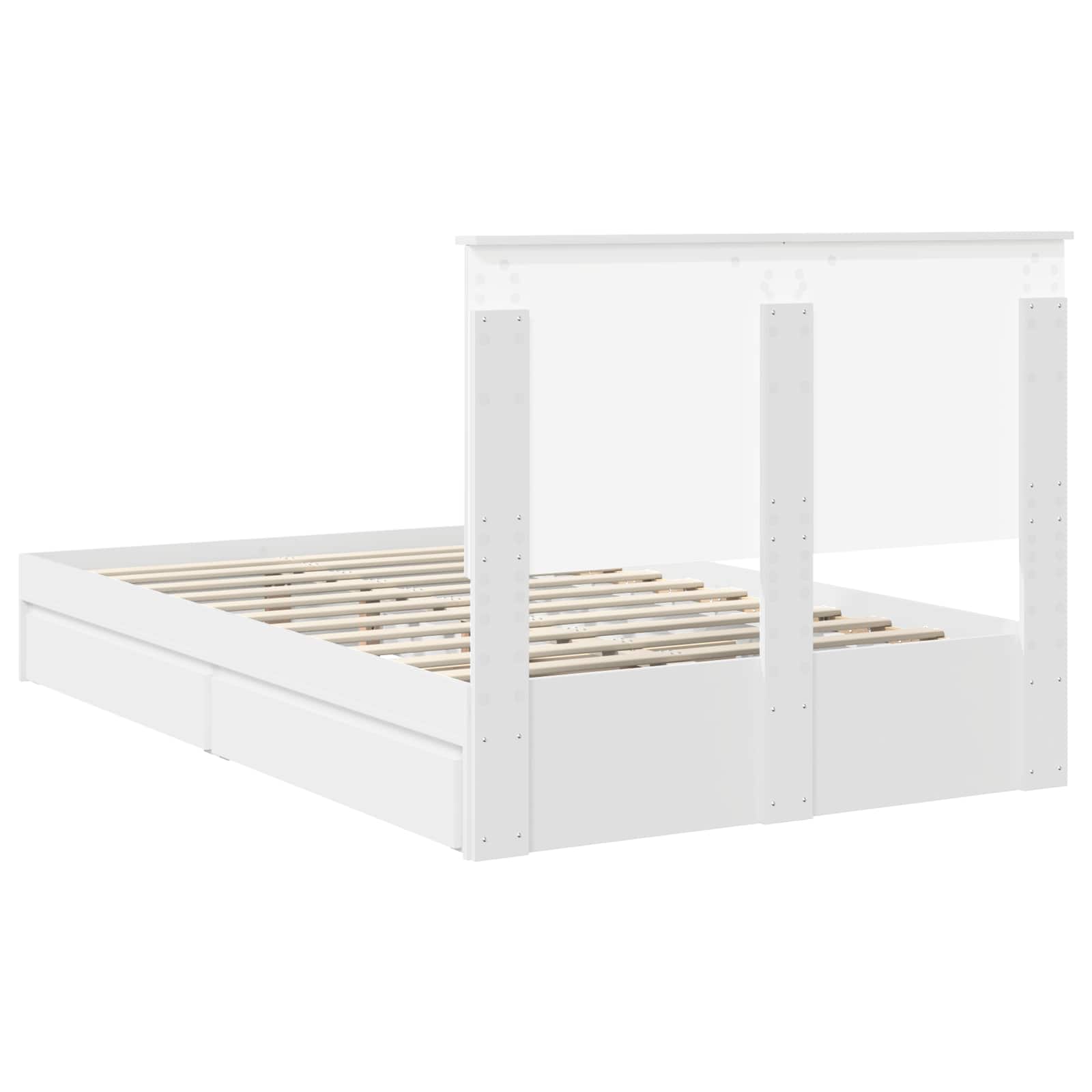 Storage Bed with Headboard White 135 x 190 cm Engineered Wood