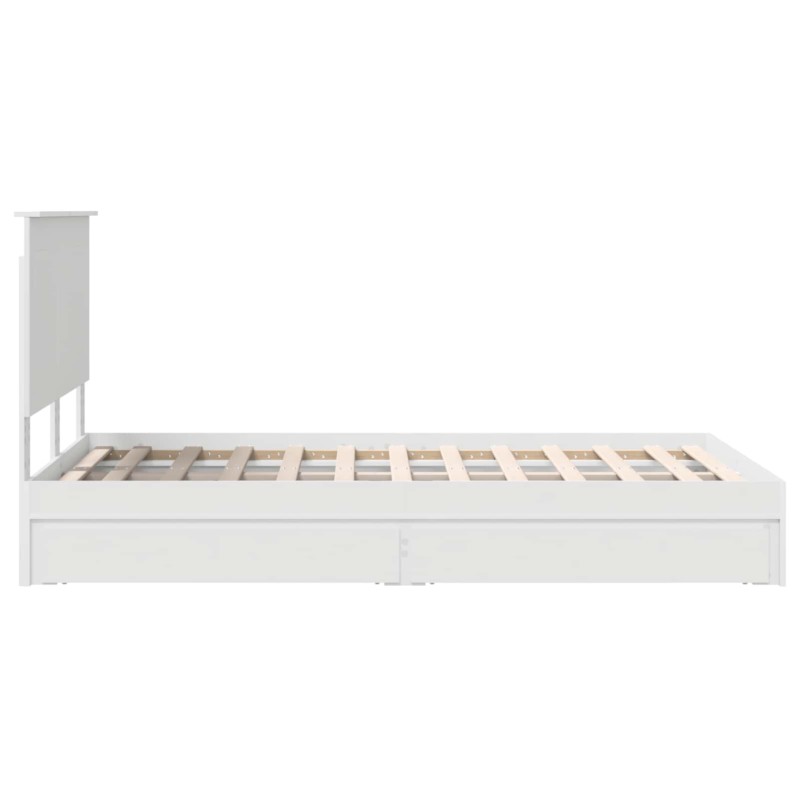 Storage Bed with Headboard White 135 x 190 cm Engineered Wood