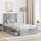 Storage Bed Concrete Grey 100 x 200 cm Engineered Wood