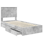 Storage Bed Concrete Grey 100 x 200 cm Engineered Wood