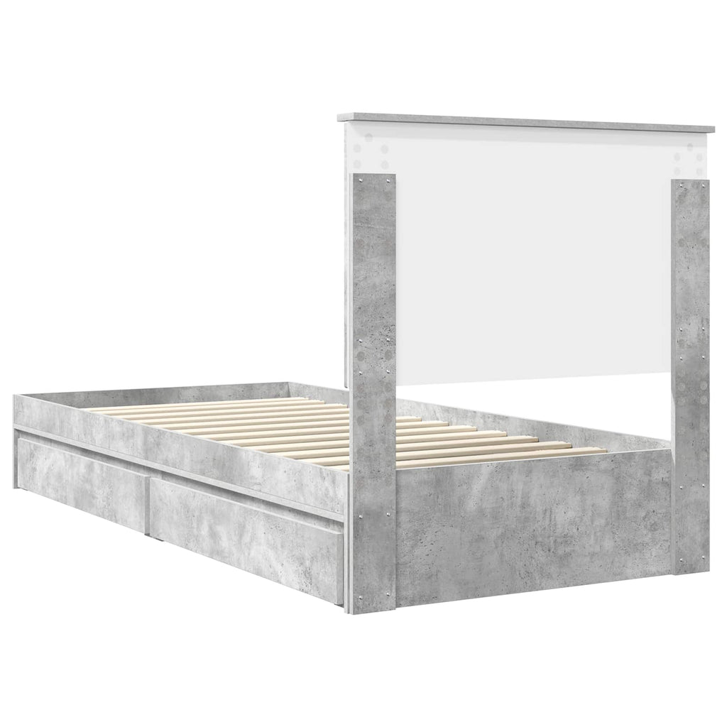 Storage Bed Concrete Grey 100 x 200 cm Engineered Wood