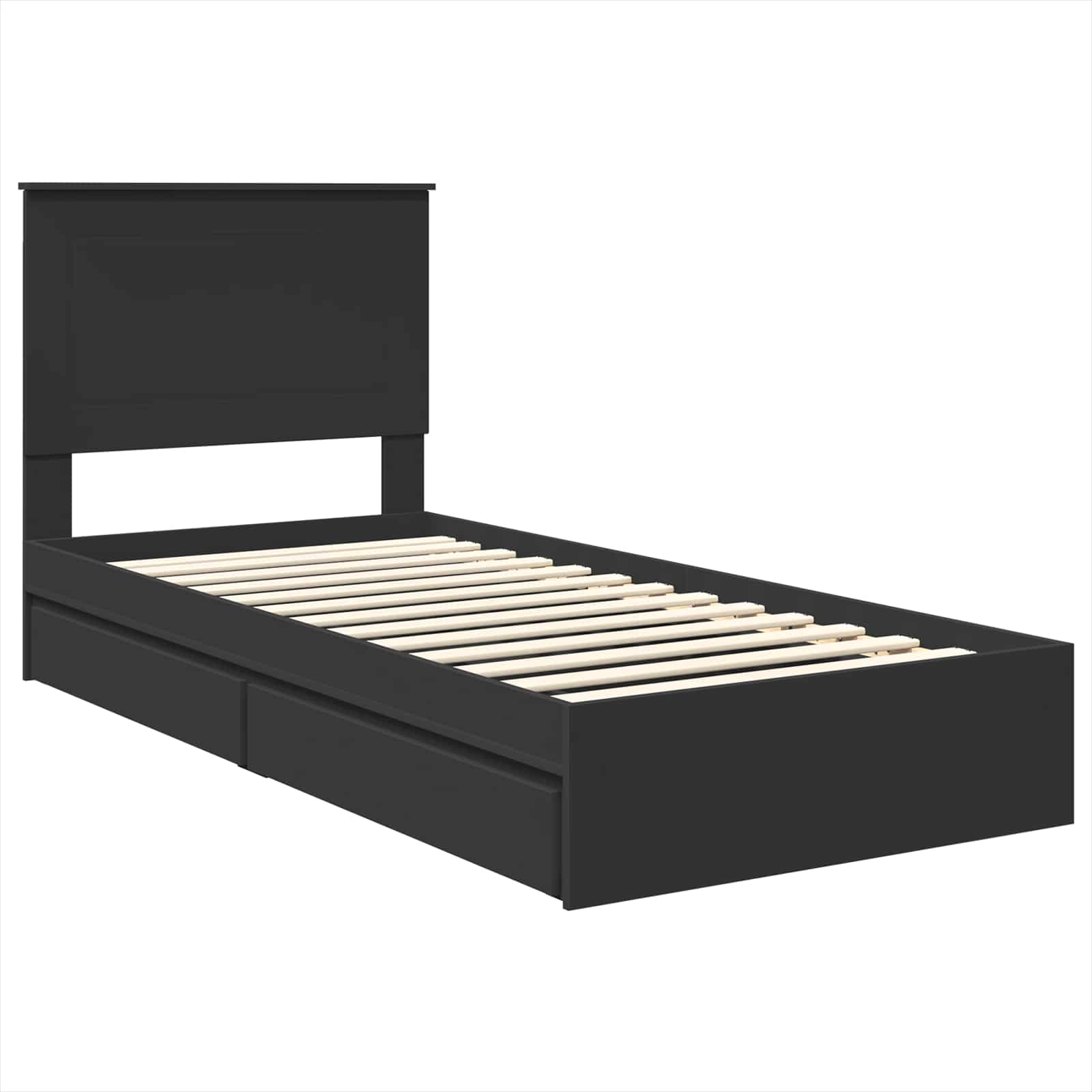 Storage Bed with Headboard Black 90 x 190 cm Engineered Wood