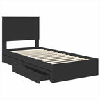 Storage Bed with Headboard Black 90 x 190 cm Engineered Wood