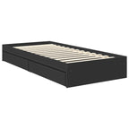 Storage Bed with Headboard Black 90 x 190 cm Engineered Wood