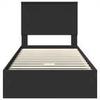 Storage Bed with Headboard Black 90 x 190 cm Engineered Wood