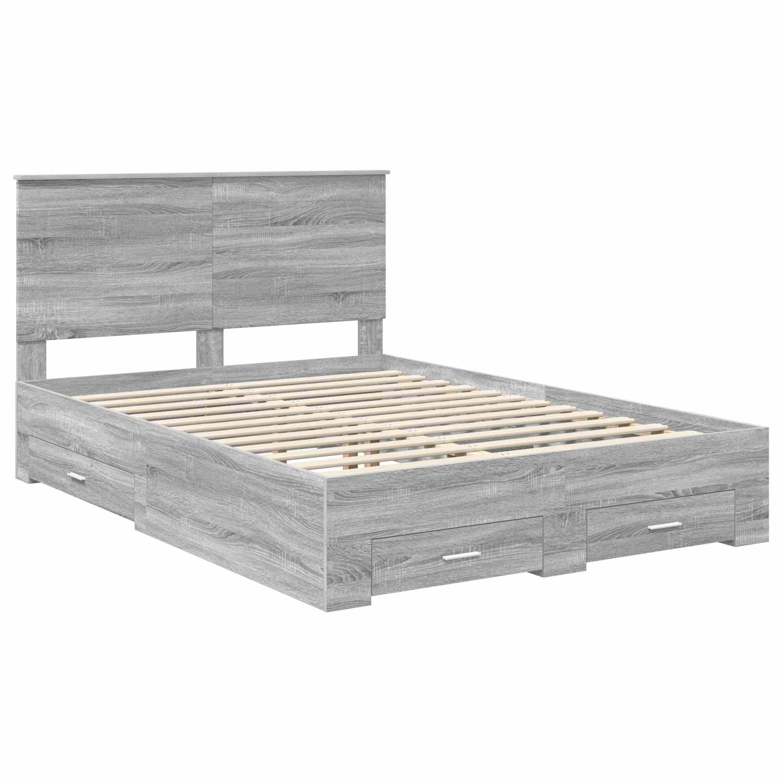 Bed Frame with Drawer Grey Sonoma 150 x 200 cm Engineered Wood