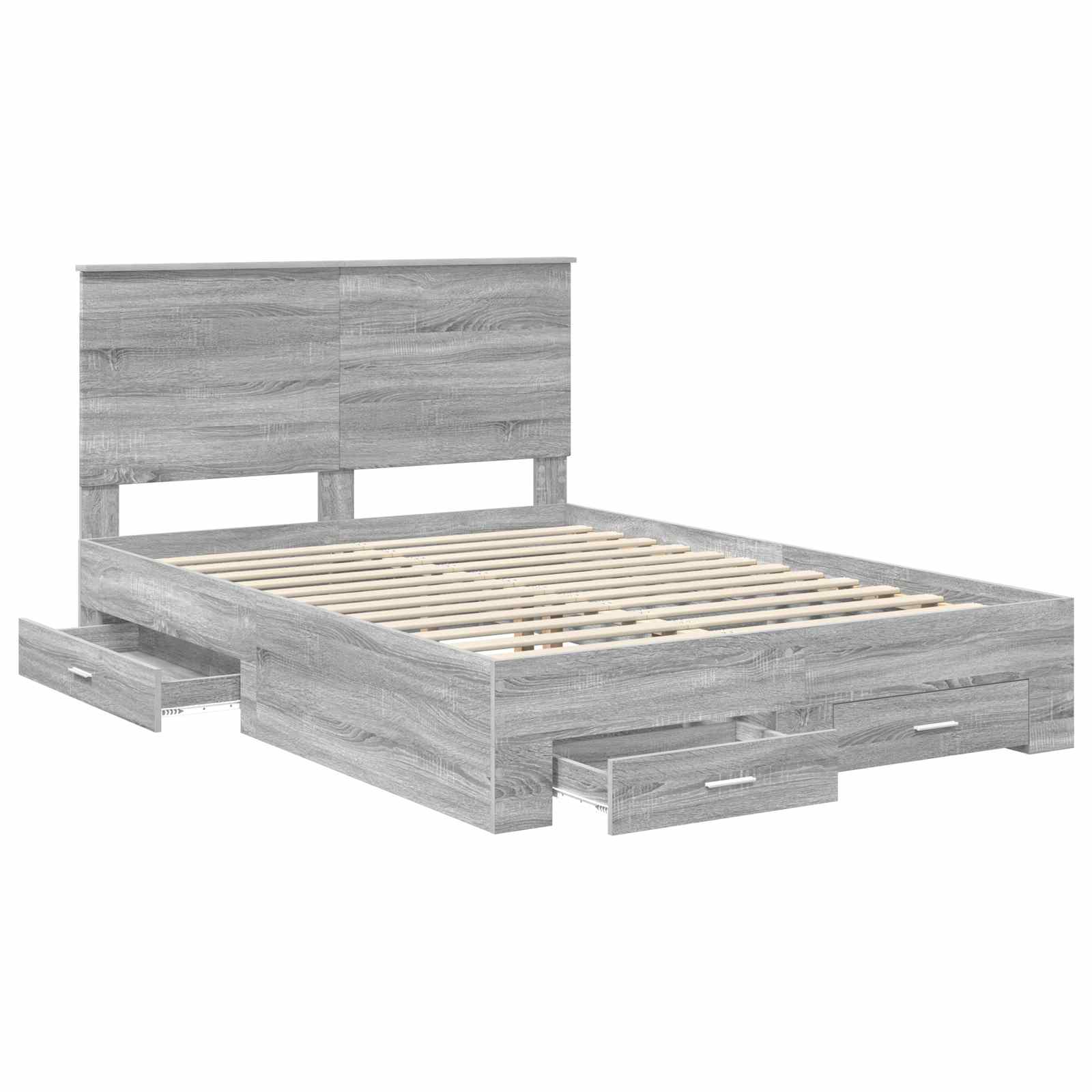 Bed Frame with Drawer Grey Sonoma 150 x 200 cm Engineered Wood