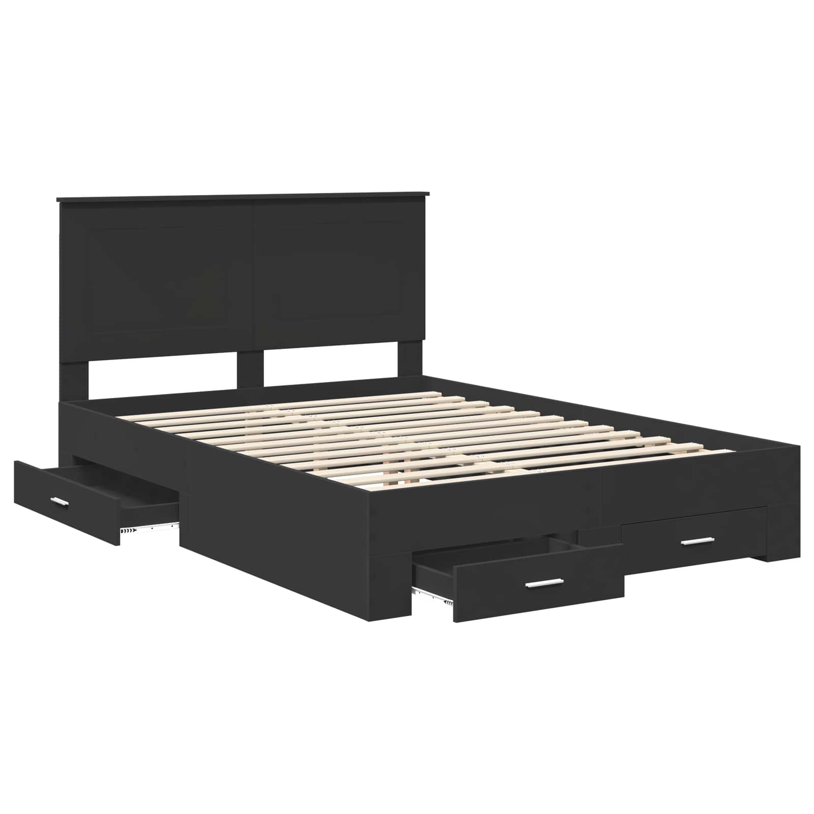 Bed Frame with Headboard Black 140 x 190 cm Engineered Wood