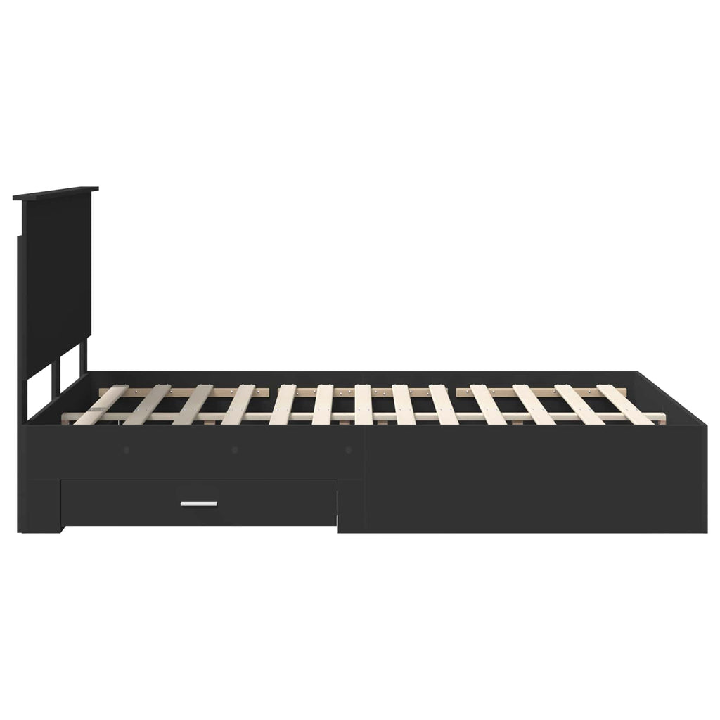 Bed Frame with Headboard Black 140 x 200 cm Engineered Wood