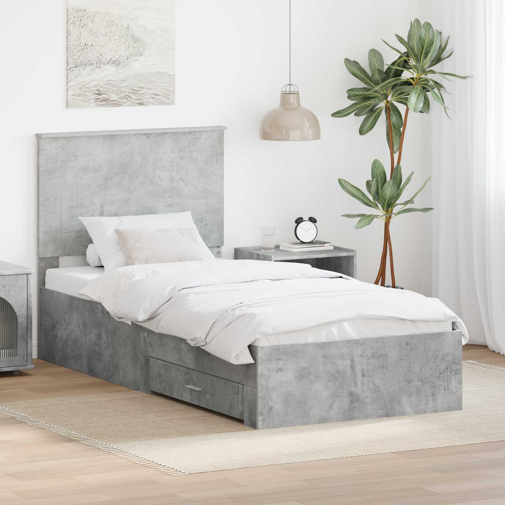 Bed Frame Concrete Grey 100 x 200 cm Engineered Wood