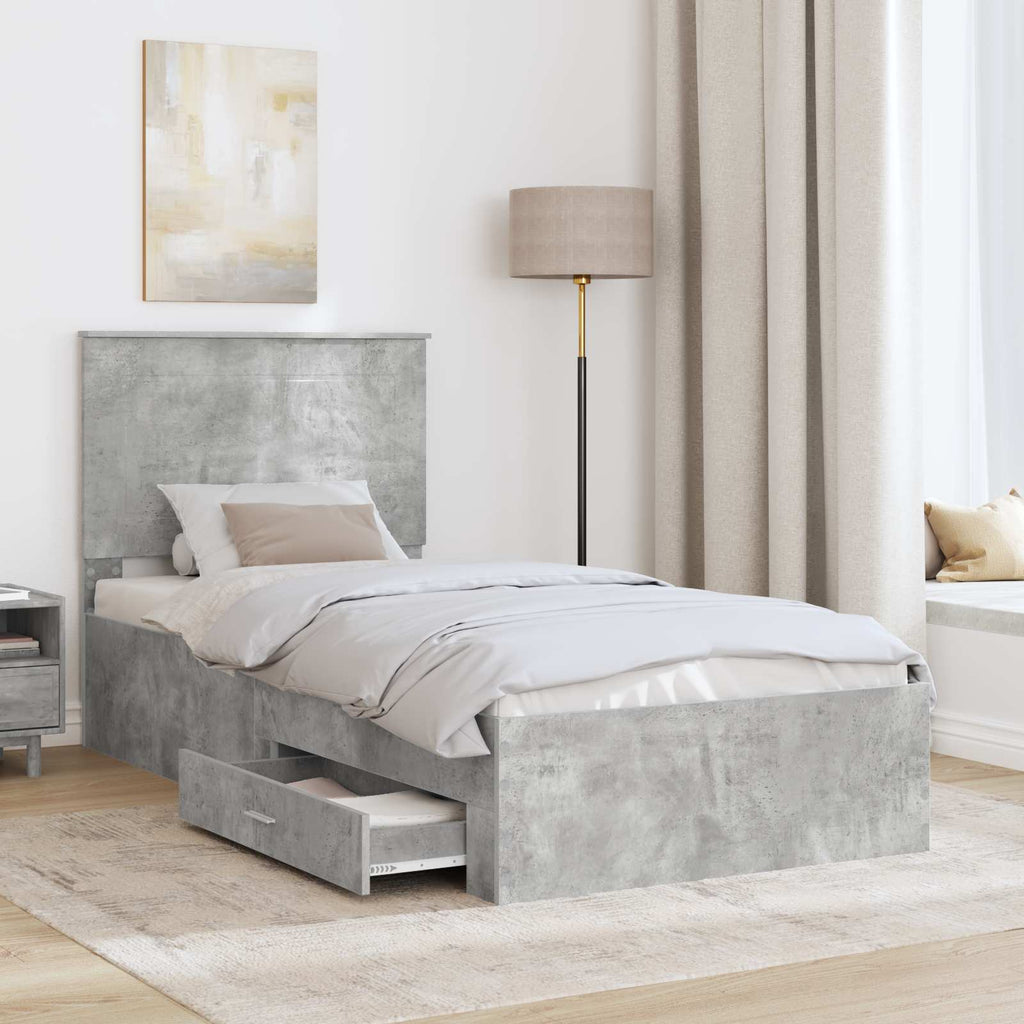 Bed Frame Concrete Grey 100 x 200 cm Engineered Wood