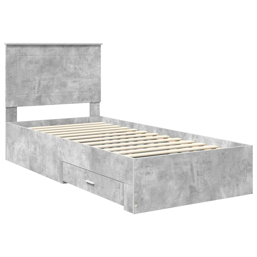 Bed Frame Concrete Grey 100 x 200 cm Engineered Wood