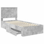 Bed Frame with Drawer Concrete Grey 90 x 190 cm Engineered Wood