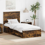 Bed Frame with Headboard Smoked Oak 90 x 200 cm Engineered Wood