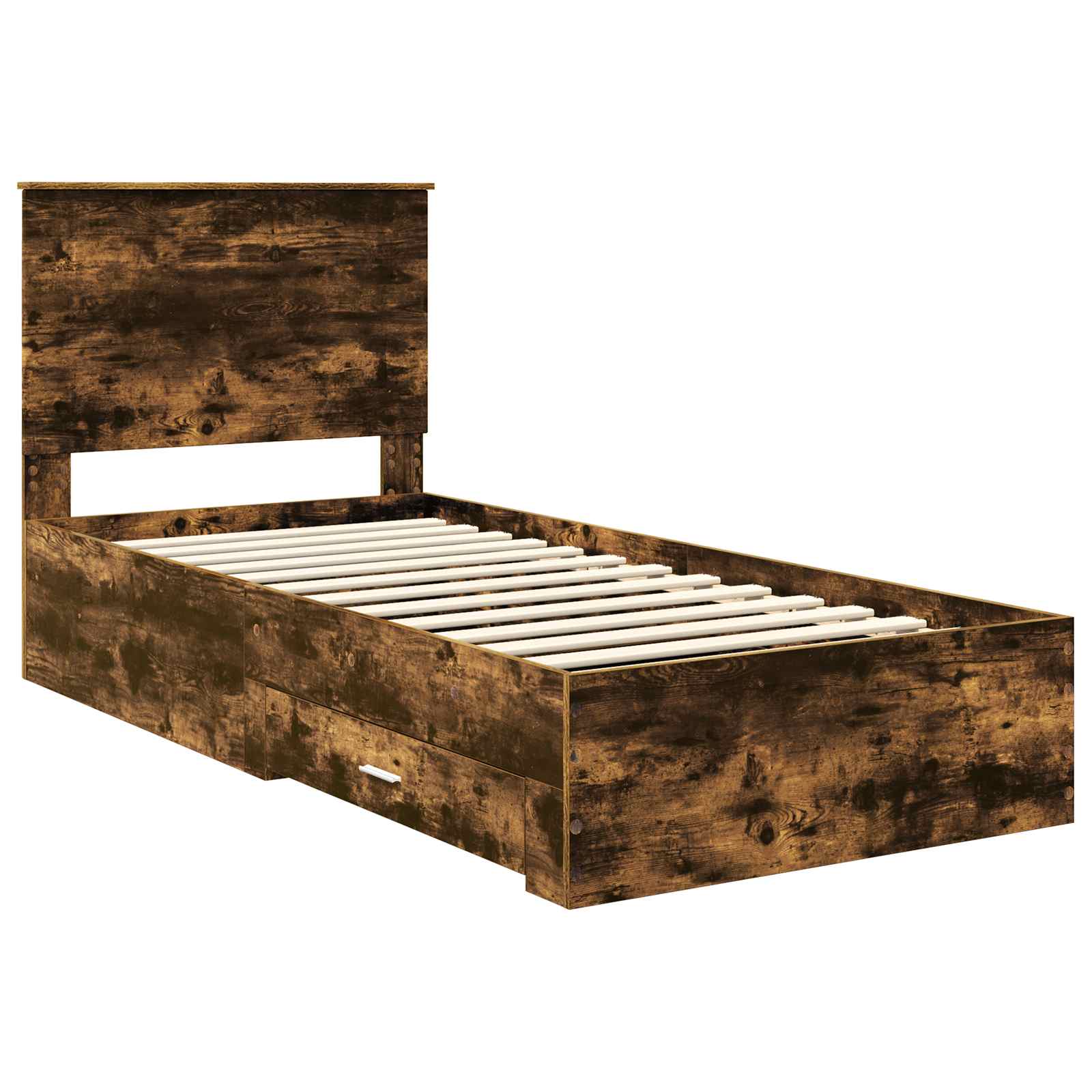 Bed Frame with Headboard Smoked Oak 90 x 200 cm Engineered Wood