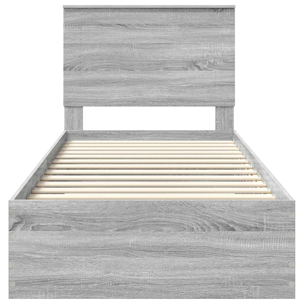Bed Frame with Drawer Grey Sonoma 90 x 200 cm Engineered Wood