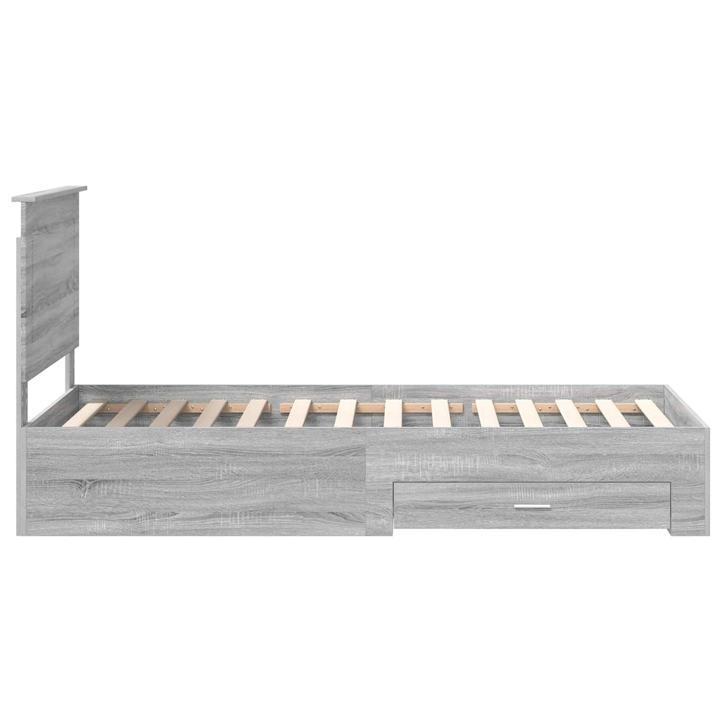 Bed Frame with Drawer Grey Sonoma 90 x 200 cm Engineered Wood