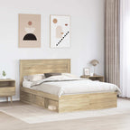 Bed Frame with Mattress Sonoma Oak 150 x 200 cm Solid Pine Wood