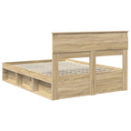 Bed Frame with Mattress Sonoma Oak 150 x 200 cm Solid Pine Wood