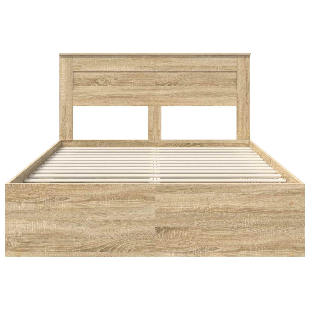 Bed Frame with Mattress Sonoma Oak 150 x 200 cm Solid Pine Wood