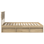 Bed Frame with Mattress Sonoma Oak 150 x 200 cm Solid Pine Wood